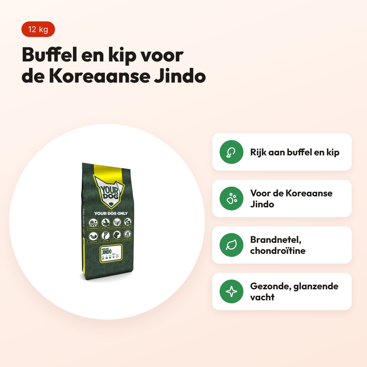 Yourdog hondenvoer Koreaanse Jindo Senior 12 kg – buffel en kip – voordelen