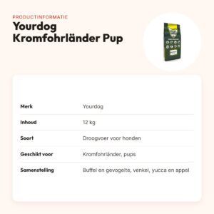 Yourdog hondenvoer Kromfohrländer Pup 12 kg – buffel en gevogelte – productinformatie