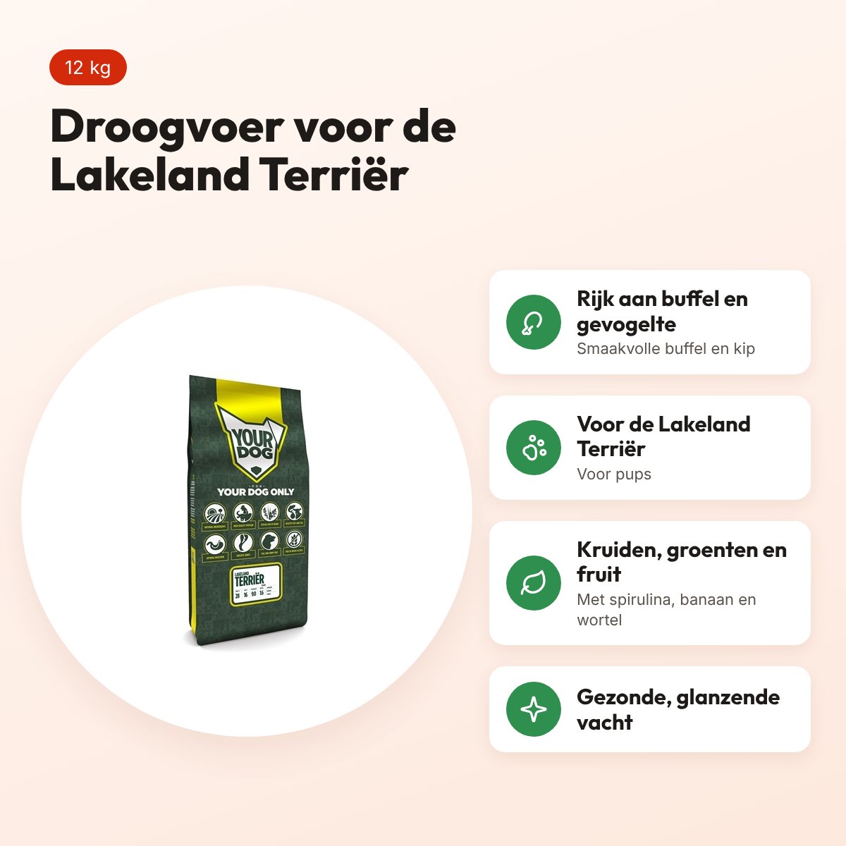 Yourdog hondenvoer Lakeland Terriër Pup 12 kg – buffel en gevogelte – voordelen