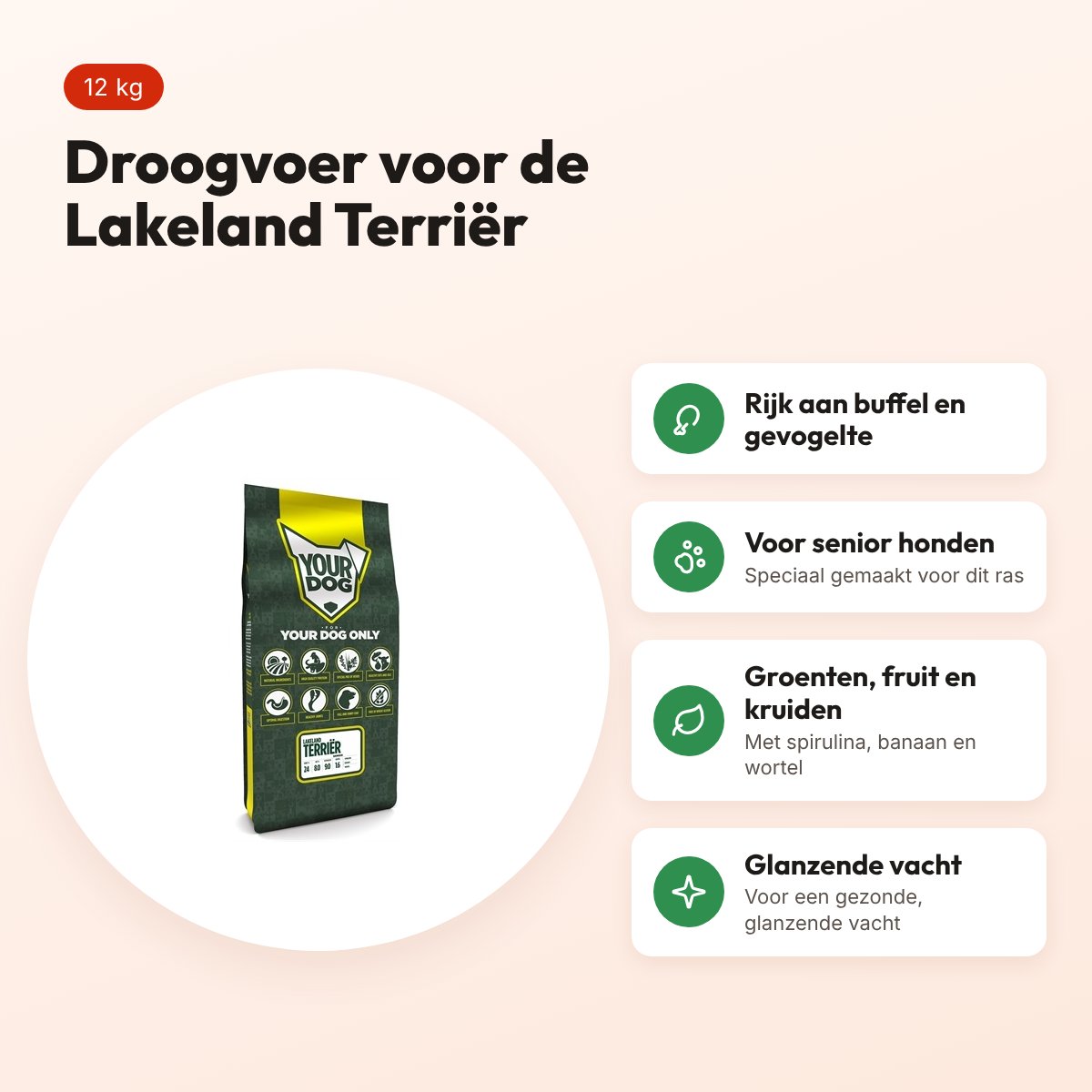 Yourdog hondenvoer Lakeland Terriër Senior 12 kg – buffel en gevogelte – voordelen