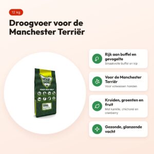 Yourdog hondenvoer Manchester Terriër Adult 12 kg – buffel en gevogelte – voordelen