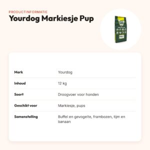 Yourdog hondenvoer Markiesje Pup 12 kg – buffel en gevogelte – productinformatie