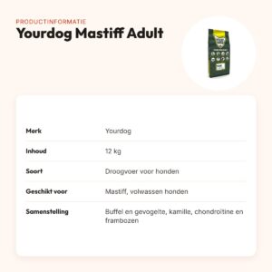 Yourdog hondenvoer Mastiff Adult 12 kg – buffel en gevogelte – productinformatie