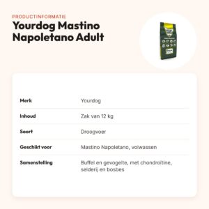 Yourdog hondenvoer Mastino Napoletano Adult 12 kg – buffel en gevogelte – productinformatie