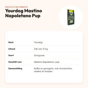 Yourdog hondenvoer Mastino Napoletano Pup 12 kg – buffel en gevogelte – productinformatie