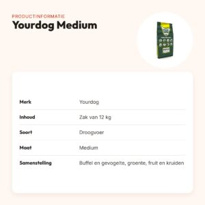 Yourdog hondenvoer Medium 12 kg – buffel en gevogelte – productinformatie