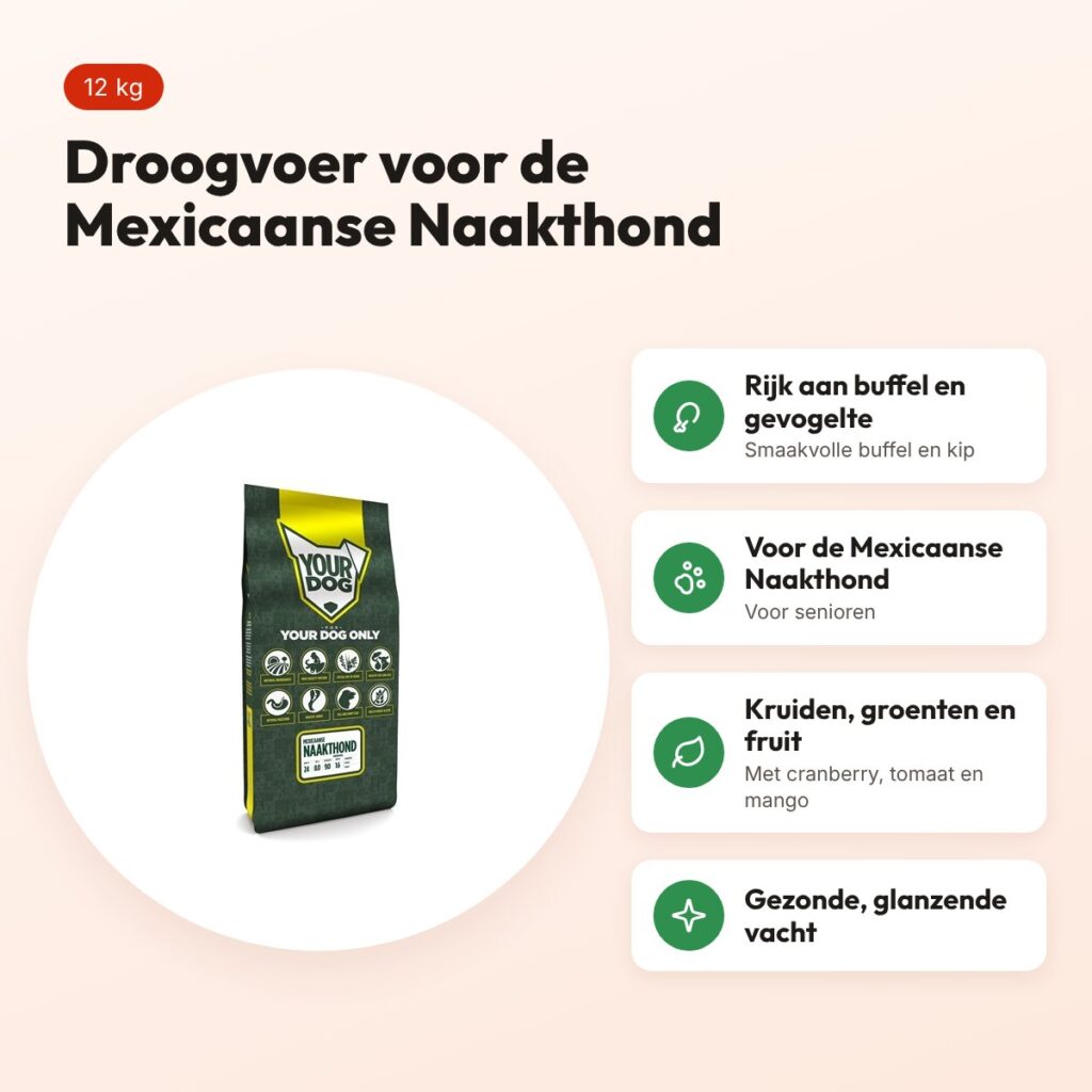 Yourdog hondenvoer Mexicaanse Naakthond Senior 12 kg – buffel en gevogelte – voordelen