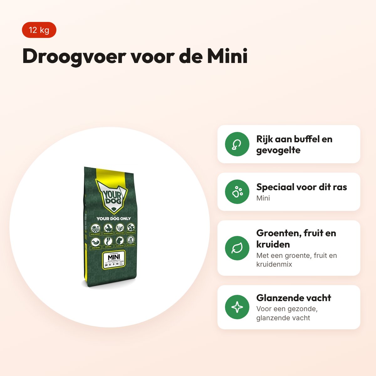 Yourdog hondenvoer Mini 12 kg – buffel en gevogelte – voordelen
