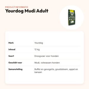 Yourdog hondenvoer Mudi Adult 12 kg – buffel en gevogelte – productinformatie
