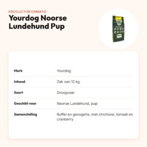 Yourdog hondenvoer Noorse Lundehund Pup 12 kg – buffel en gevogelte – productinformatie