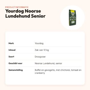 Yourdog hondenvoer Noorse Lundehund Senior 12 kg – buffel en gevogelte – productinformatie