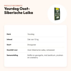 Yourdog hondenvoer Oost-Siberische Laika Adult 12 kg – buffel en gevogelte – productinformatie