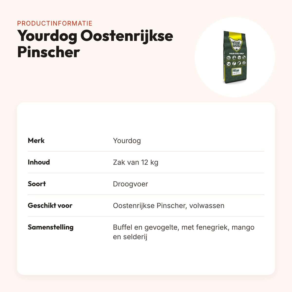 Yourdog hondenvoer Oostenrijkse Pinscher Adult 12 kg – buffel en gevogelte – productinformatie