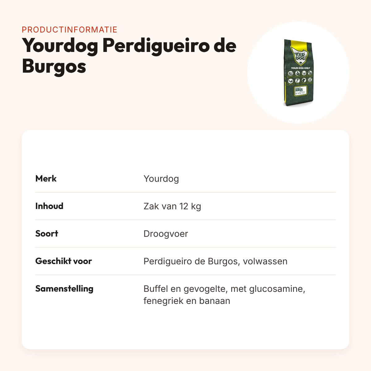 Yourdog hondenvoer Perdigueiro de Burgos Adult 12 kg – buffel en gevogelte – productinformatie