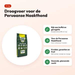 Yourdog hondenvoer Peruaanse Naakthond Adult 12 kg – buffel en gevogelte – voordelen
