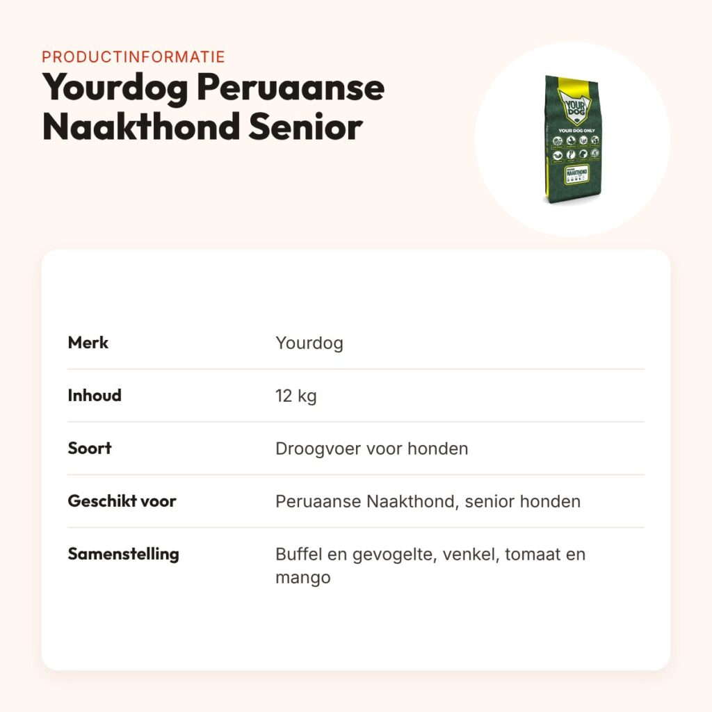 Yourdog hondenvoer Peruaanse Naakthond Senior 12 kg – buffel en gevogelte – productinformatie