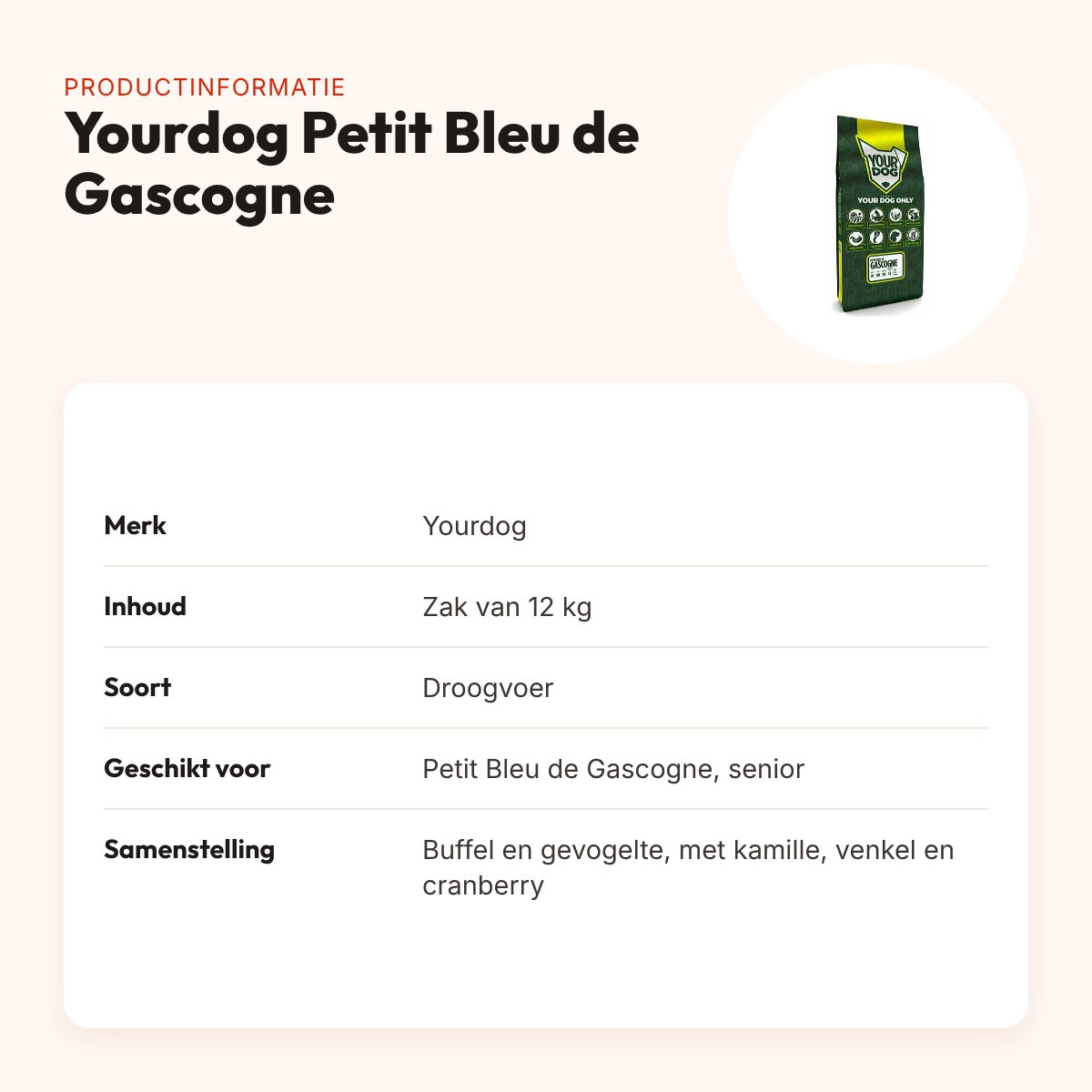 Yourdog hondenvoer Petit Bleu de Gascogne Senior 12 kg – productinformatie
