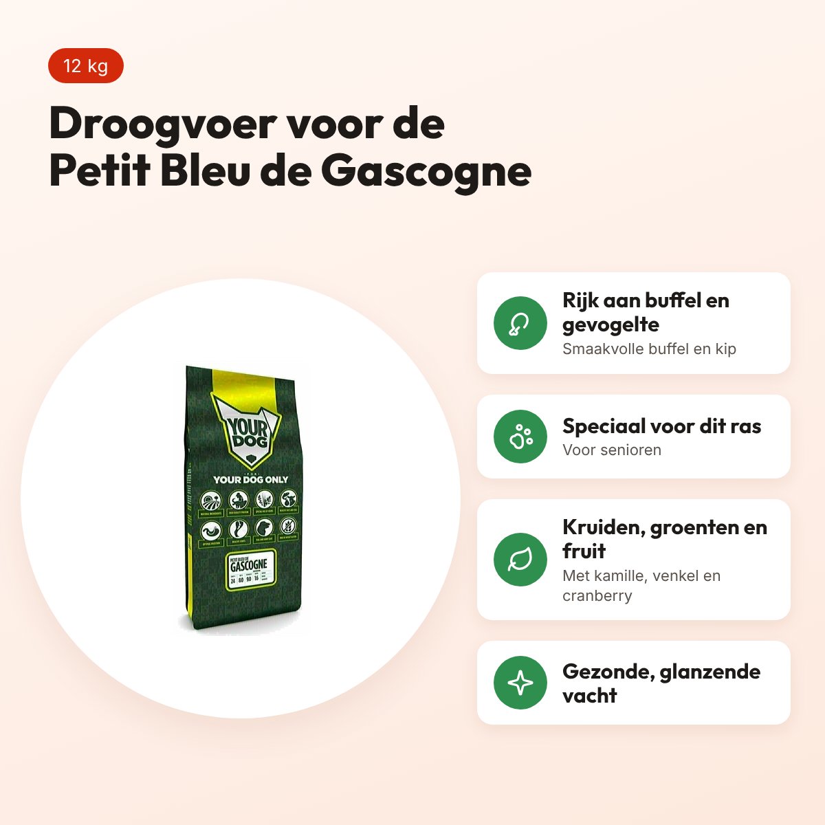 Yourdog hondenvoer Petit Bleu de Gascogne Senior 12 kg – voordelen