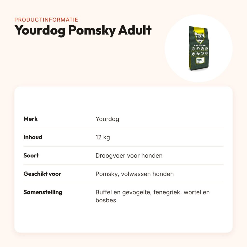 Yourdog hondenvoer Pomsky Adult 12 kg – buffel en gevogelte – productinformatie