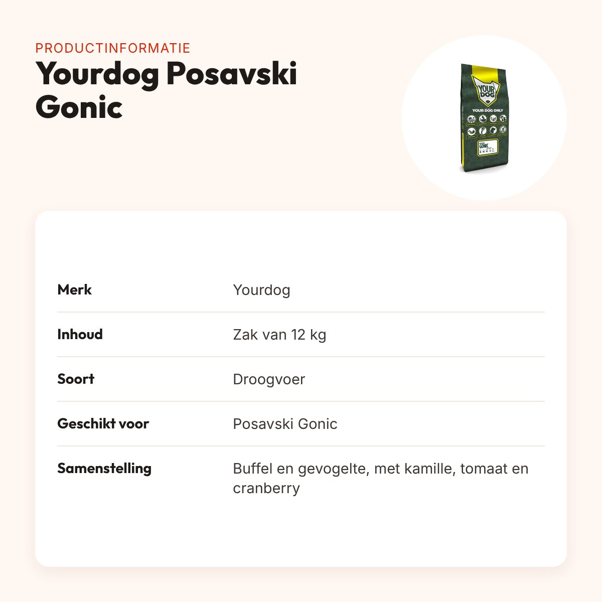 Yourdog hondenvoer Posavski Gonic 12 kg – buffel en gevogelte – productinformatie