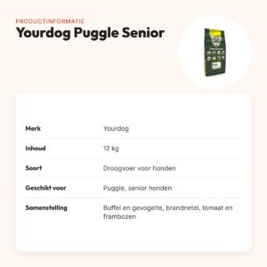 Yourdog hondenvoer Puggle Senior 12 kg – buffel en gevogelte – productinformatie