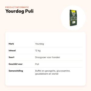 Yourdog hondenvoer Puli 12 kg – buffel en gevogelte – productinformatie