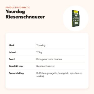 Yourdog hondenvoer Riesenschnauzer 12 kg – buffel en gevogelte – productinformatie
