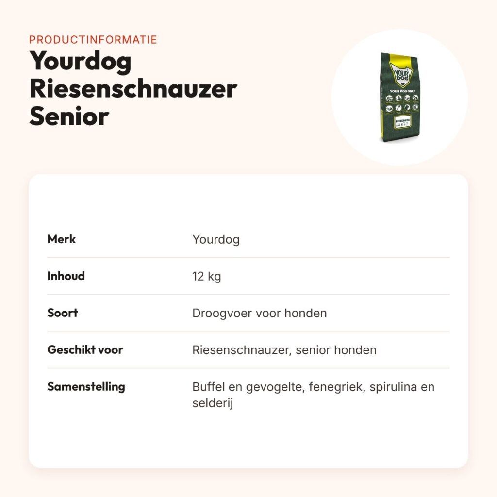 Yourdog hondenvoer Riesenschnauzer Senior 12 kg – buffel en gevogelte – productinformatie
