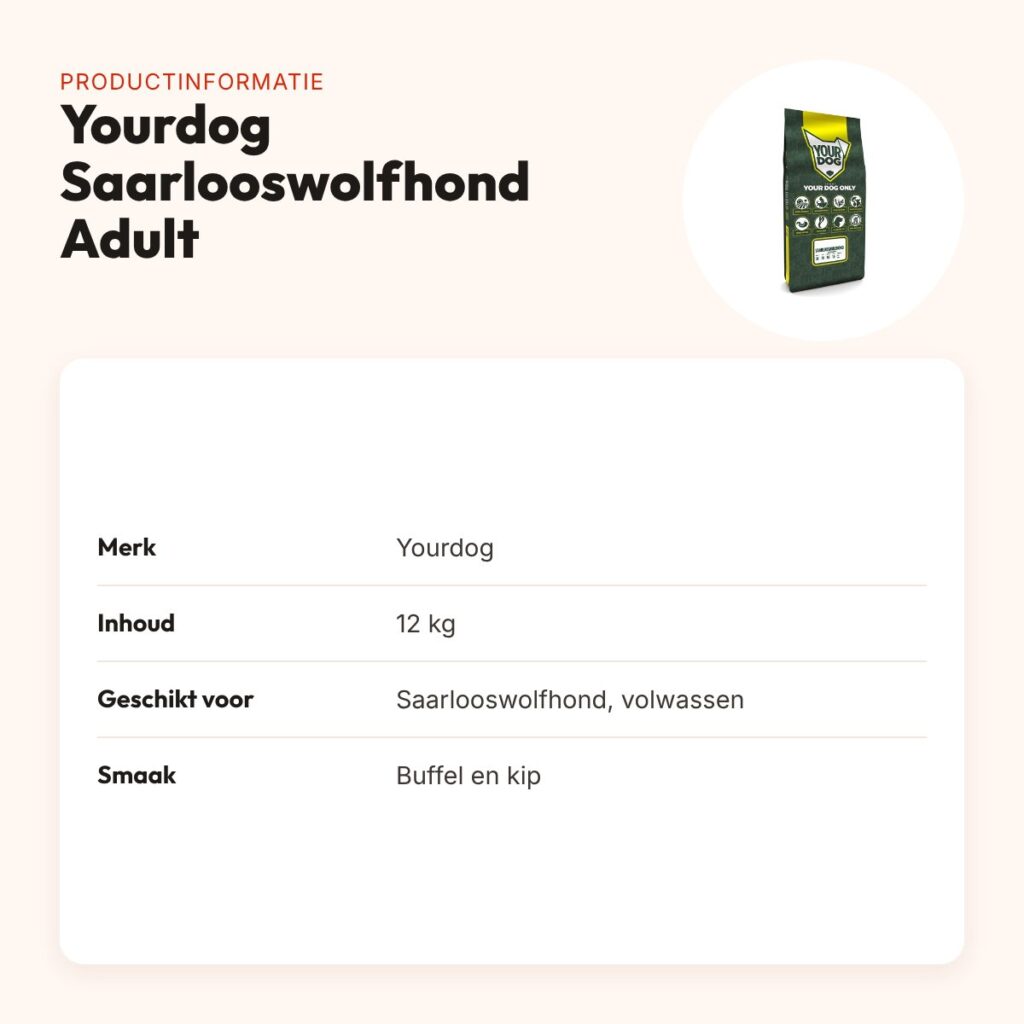 Yourdog hondenvoer Saarlooswolfhond Adult 12 kg – buffel en kip – productinformatie