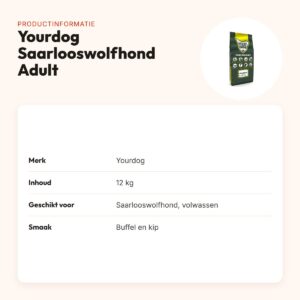Yourdog hondenvoer Saarlooswolfhond Adult 12 kg – buffel en kip – productinformatie