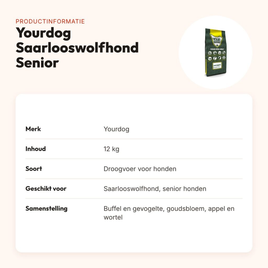 Yourdog hondenvoer Saarlooswolfhond Senior 12 kg – buffel en gevogelte – productinformatie
