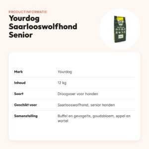 Yourdog hondenvoer Saarlooswolfhond Senior 12 kg – buffel en gevogelte – productinformatie