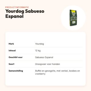 Yourdog hondenvoer Sabueso Espanol 12 kg – buffel en gevogelte – productinformatie