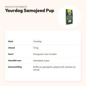 Yourdog hondenvoer Samojeed Pup 12 kg – buffel en gevogelte – productinformatie