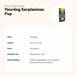 Yourdog hondenvoer Sarplaninac Pup 12 kg – buffel en gevogelte – productinformatie