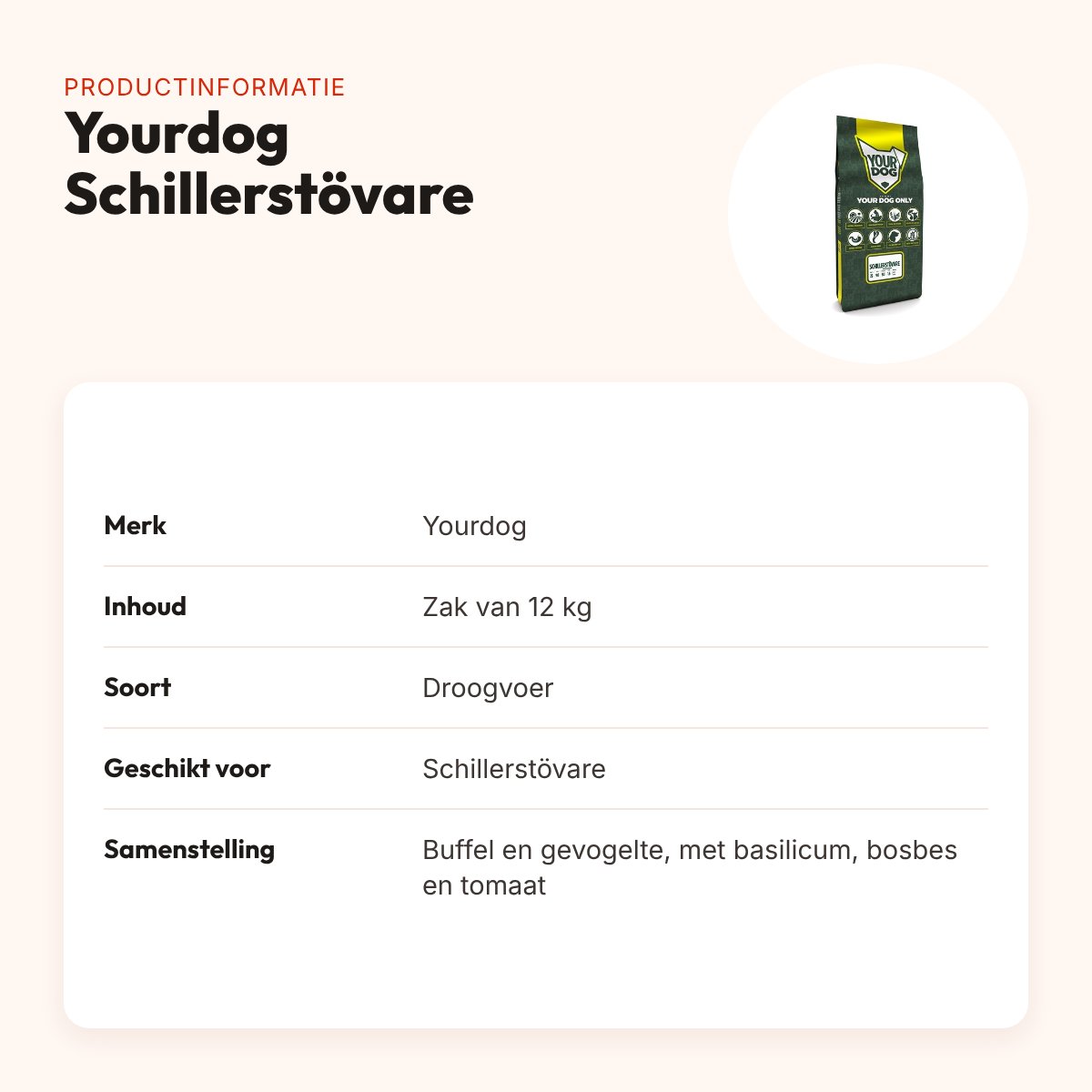 Yourdog hondenvoer Schillerstövare 12 kg – buffel en gevogelte – productinformatie