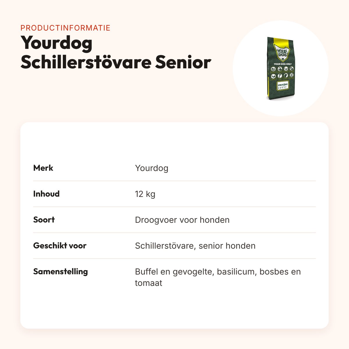 Yourdog hondenvoer Schillerstövare Senior 12 kg – buffel en gevogelte – productinformatie