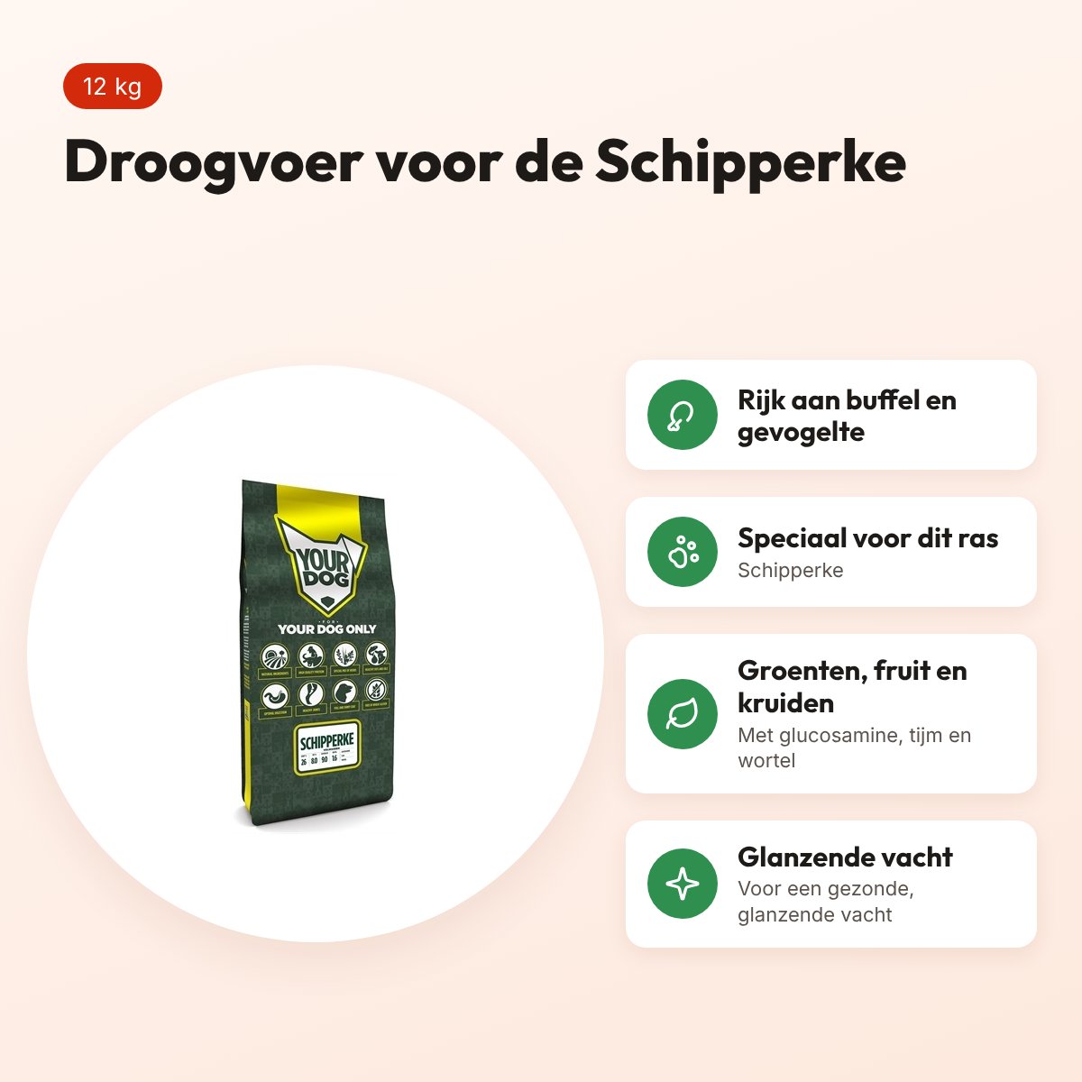 Yourdog hondenvoer Schipperke 12 kg – buffel en gevogelte – voordelen