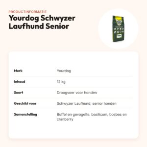Yourdog hondenvoer Schwyzer Laufhund Senior 12 kg – buffel en gevogelte – productinformatie
