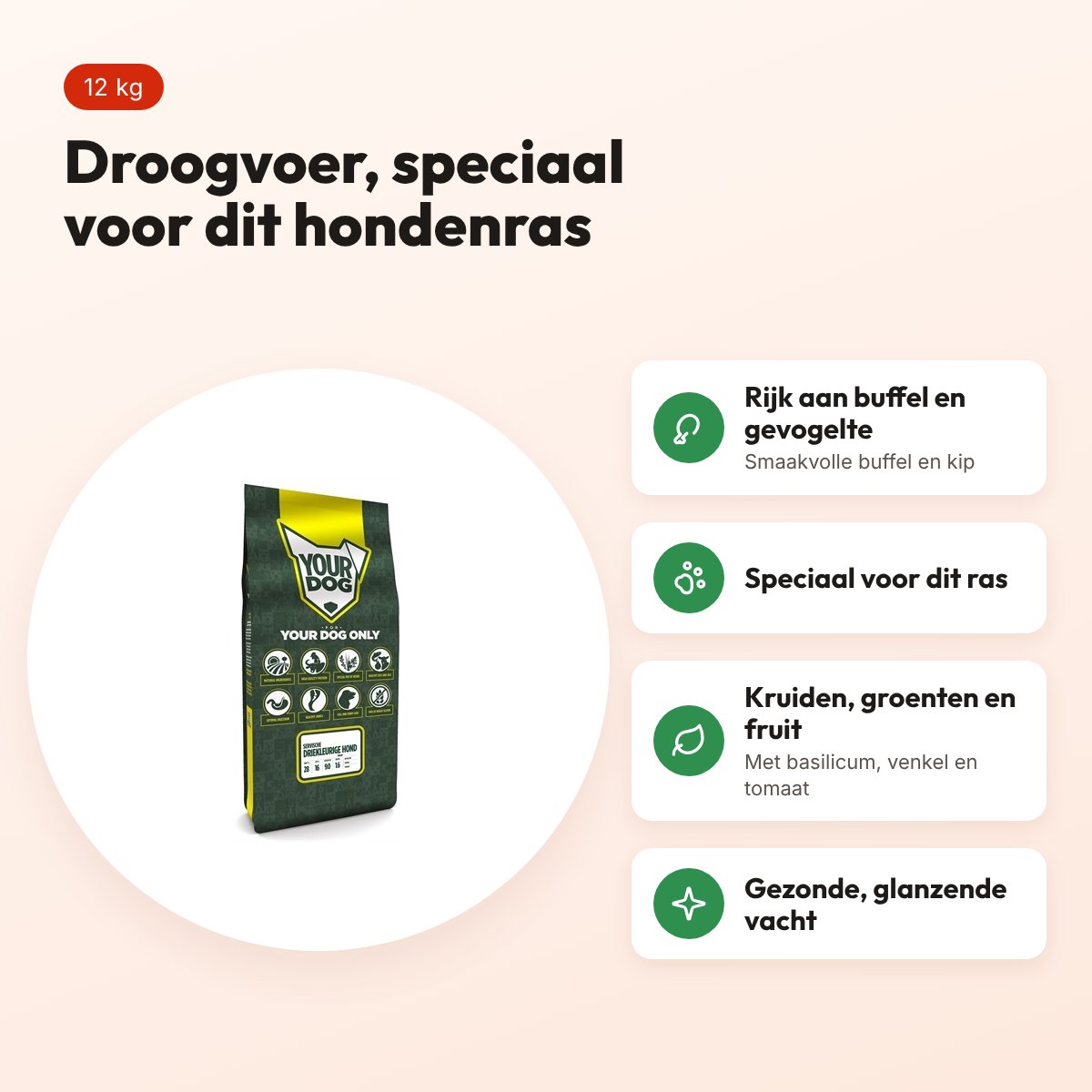 Yourdog hondenvoer Servische Driekleurige Hond 12 kg – buffel en gevogelte – voordelen