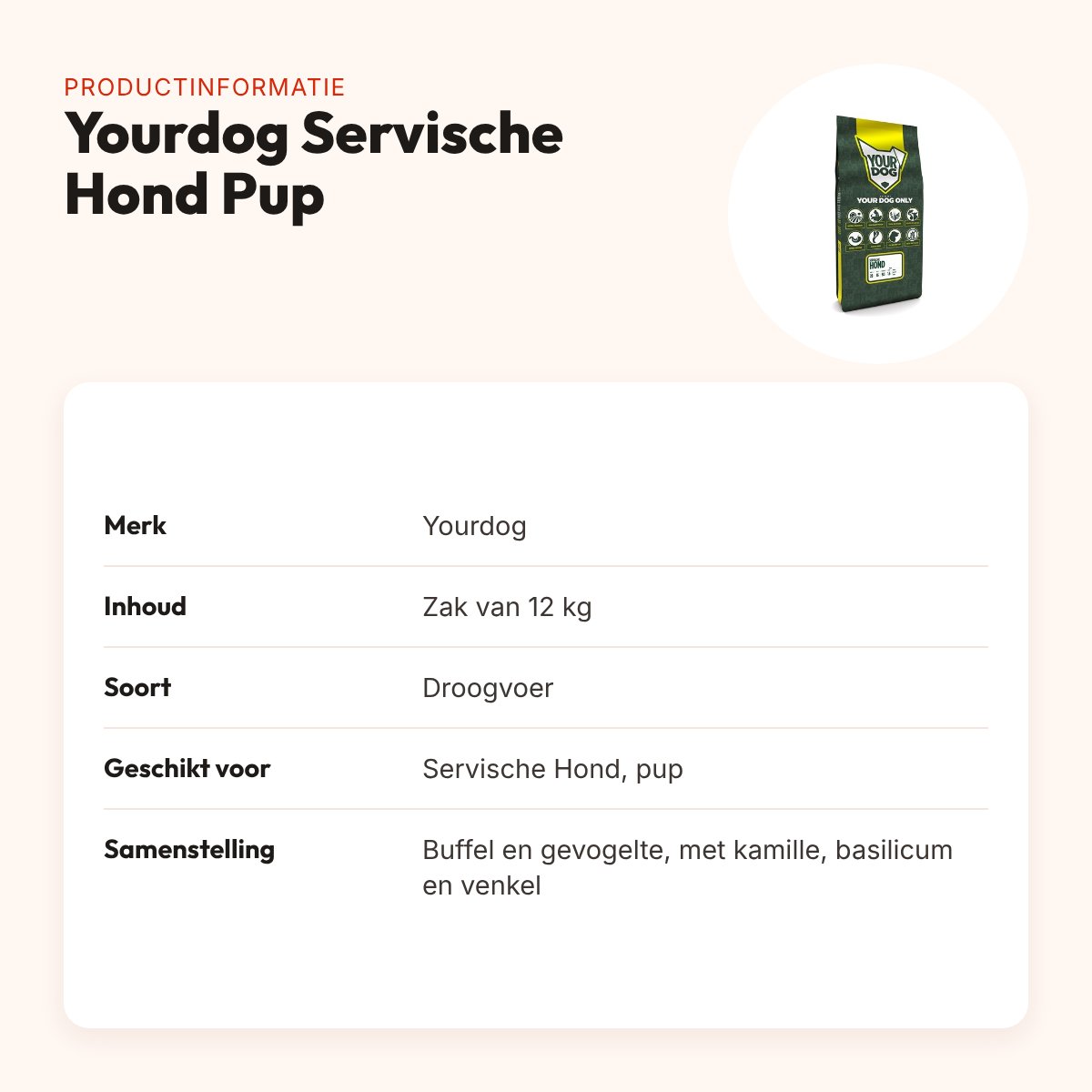 Yourdog hondenvoer Servische Hond Pup 12 kg – buffel en gevogelte – productinformatie