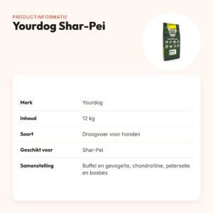Yourdog hondenvoer Shar-Pei 12 kg – buffel en gevogelte – productinformatie