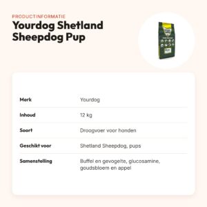 Yourdog hondenvoer Shetland Sheepdog Pup 12 kg – buffel en gevogelte – productinformatie