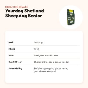 Yourdog hondenvoer Shetland Sheepdog Senior 12 kg – buffel en gevogelte – productinformatie