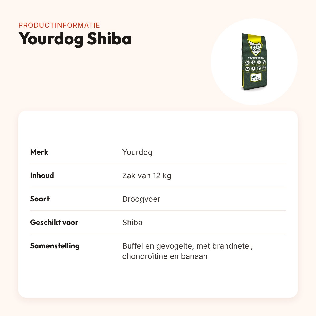 Yourdog hondenvoer Shiba 12 kg – buffel en gevogelte – productinformatie
