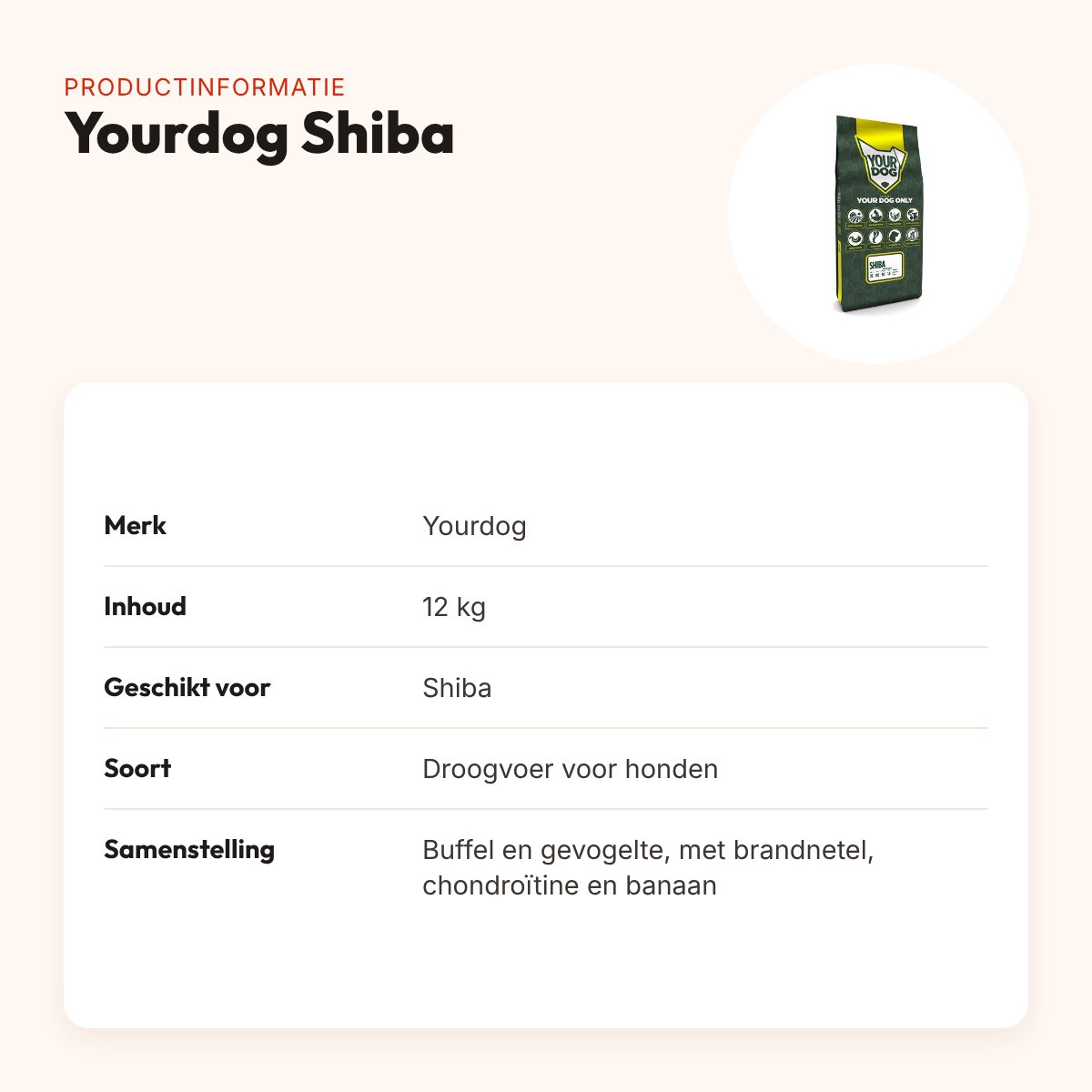 Yourdog hondenvoer Shiba 12 kg – buffel en gevogelte – productinformatie