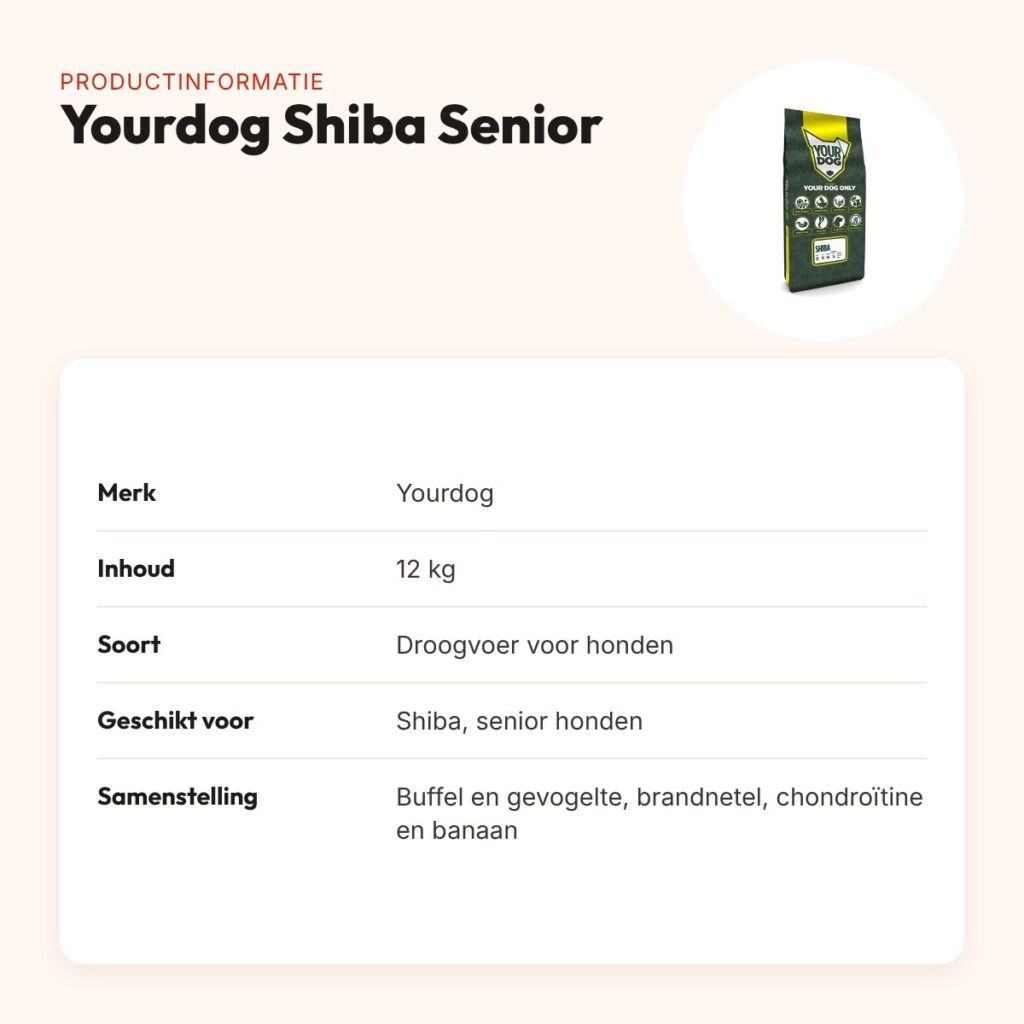 Yourdog hondenvoer Shiba Senior 12 kg – buffel en gevogelte – productinformatie