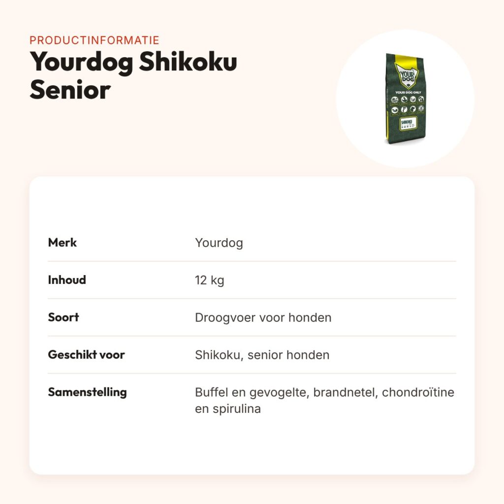 Yourdog hondenvoer Shikoku Senior 12 kg – buffel en gevogelte – productinformatie
