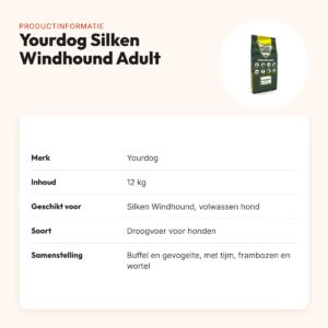 Yourdog hondenvoer Silken Windhound Adult 12 kg – buffel en gevogelte – productinformatie