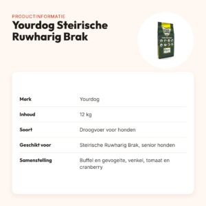 Yourdog hondenvoer Steirische Ruwharig Brak Senior 12 kg – productinformatie